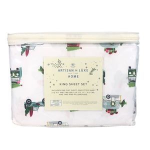 Artisan De Luxe Sheet Set Size King Jeep Holiday Travel RV Cotton Bed Sheets New